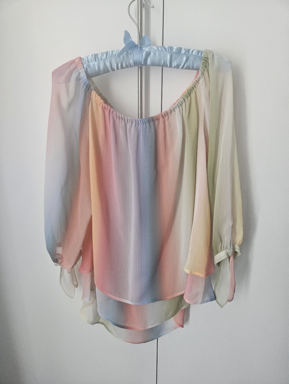 a.n.a Pastel Multicolor Off-Shoulder Blouse
